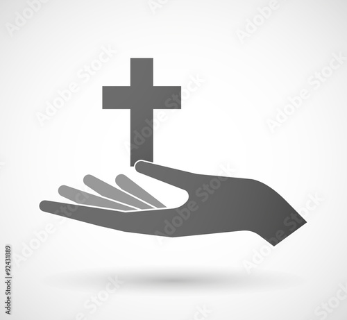 Isolated hand giving a christian cross