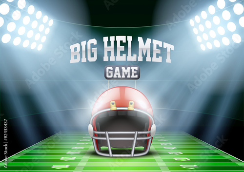 Background for posters night american football stadium in the