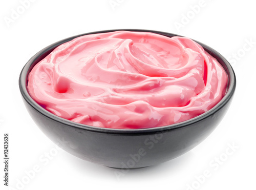 bowl of strawberry pudding photo