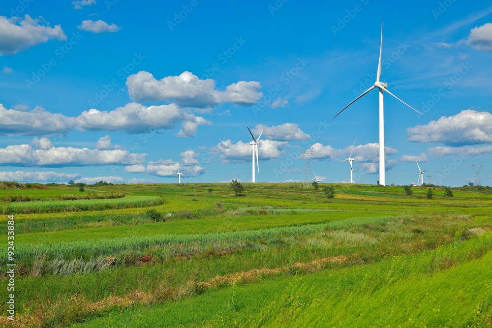 Eco wind power generator on the grassland Eco wind power generator on the grassland