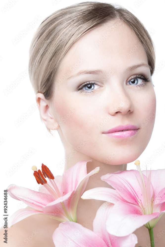 Face of a beautiful woman with lily Face of a beautiful woman with lily