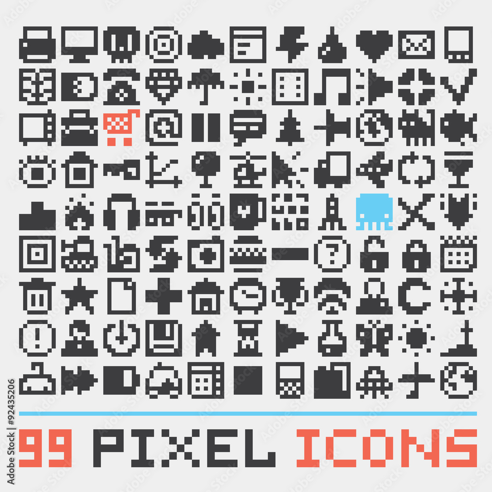 Pixel art web icons vector set Stock Vector | Adobe Stock