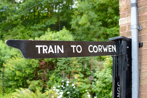A old style sign at Berwyn railway station, Wales photo