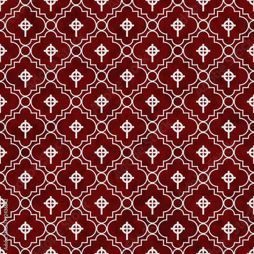 Red and White Celtic Cross Symbol Tile Pattern Repeat Background