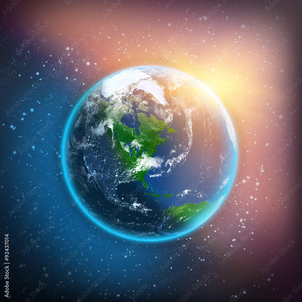 Fototapeta premium Earth planet on color space background