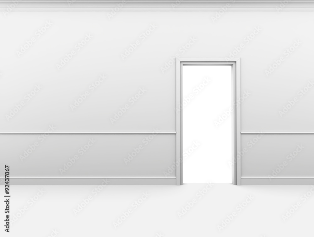 White blank interior door and baseboards on the wall White blank interior door and baseboards on the wall