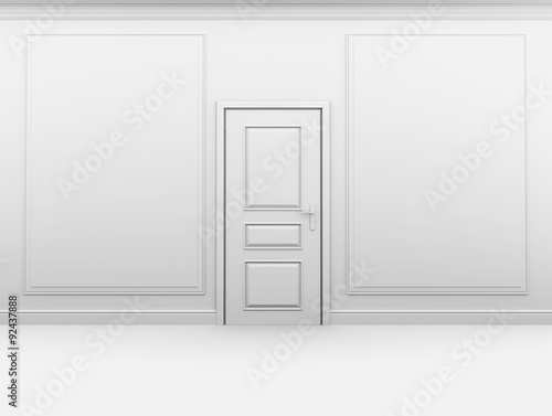 Fototapeta Naklejka Na Ścianę i Meble -  White empty room with the door closed