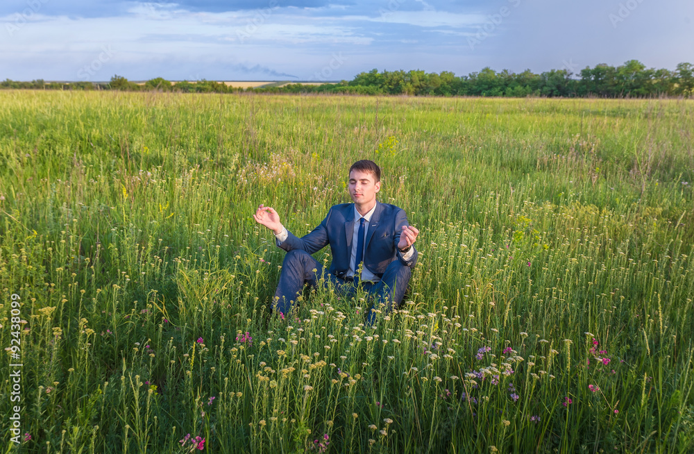 businessman is working in the nature. businessman is working in the nature.