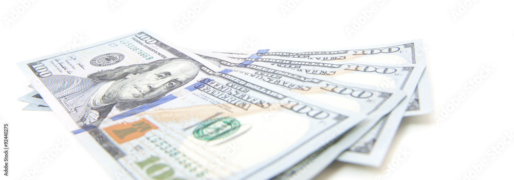 Four hundred dollar notes. All on white background Four hundred dollar notes. All on white background