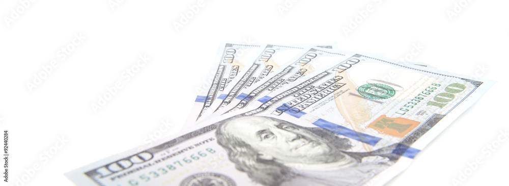 Four hundred dollar notes. All on white background