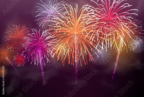 Festive colour firework background.