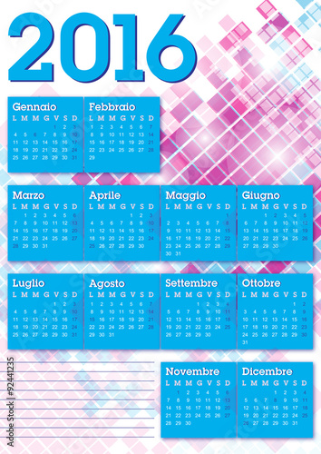 2016 italian calendar graphic squares