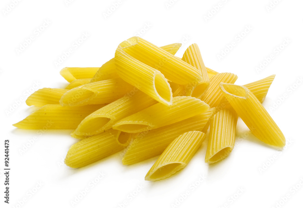 Penne pasta on white Penne pasta on white