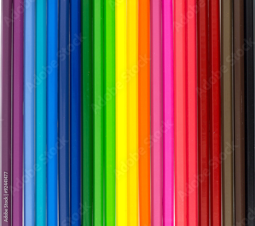 Color pencils arrage in row