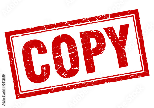 copy red square grunge stamp on white