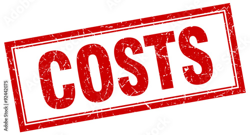 costs red square grunge stamp on white