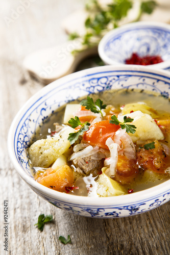 Soup with meat and vegetables