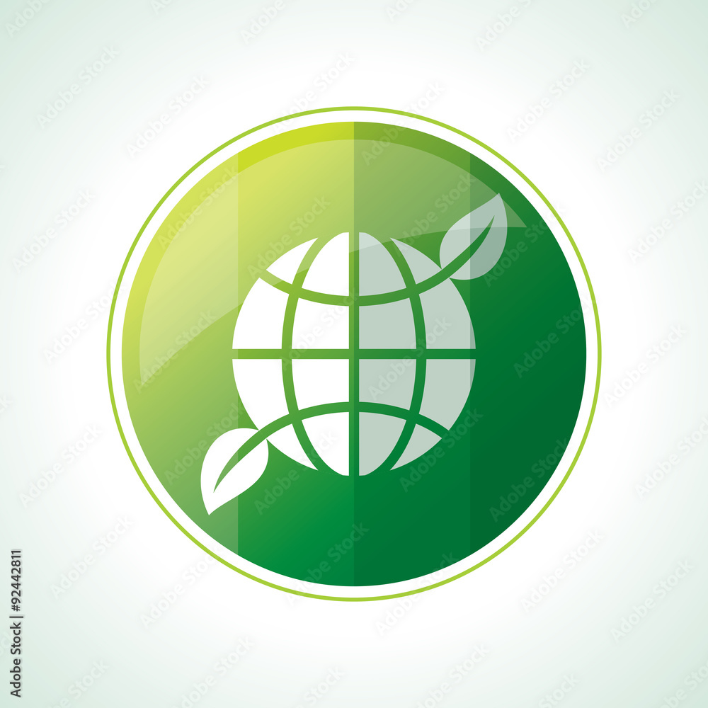 ecology icons with green leaves in vector ecology icons with green leaves in vector