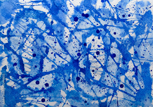 watercolor abstract blue lines and spots. Brownian motion