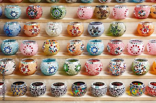 Colorful mosaic flower pots