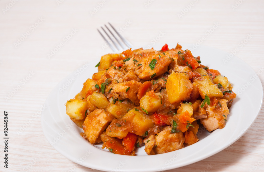 meat stew with potatoes, pepper, onion and carrot meat stew with potatoes, pepper, onion and carrot