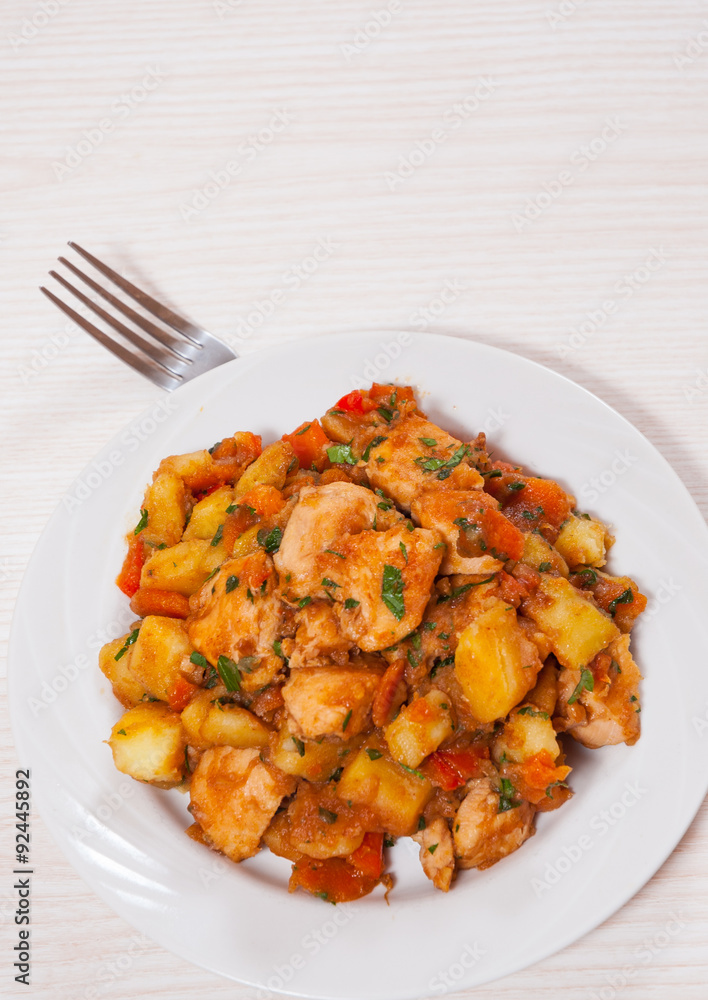 meat stew with potatoes, pepper, onion and carrot meat stew with potatoes, pepper, onion and carrot