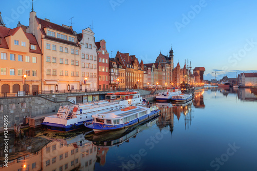 Central quay of Gdansk at twilight, Poland