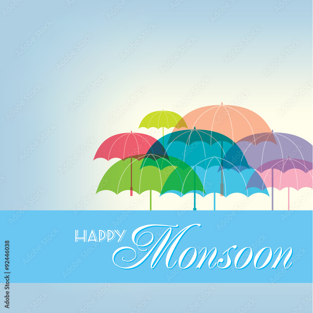 Naklejka premium Monsoon offer and sale banner, flyer or poster.