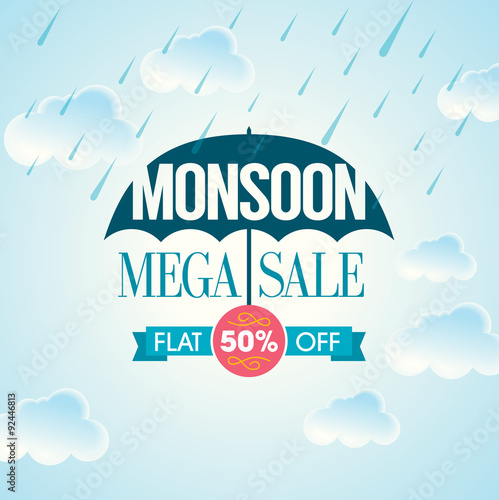 Monsoon offer and sale banner, offer or poster.