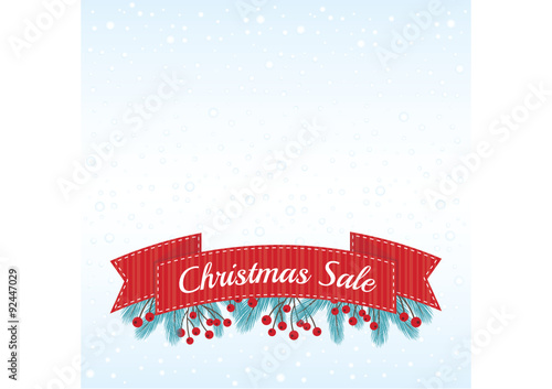 Christmas Sale Banner with Fir Twigs