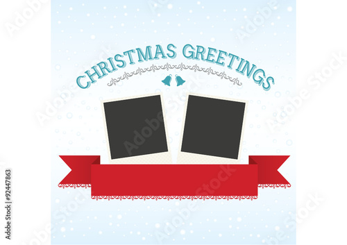 Winter Card with two Polaroids