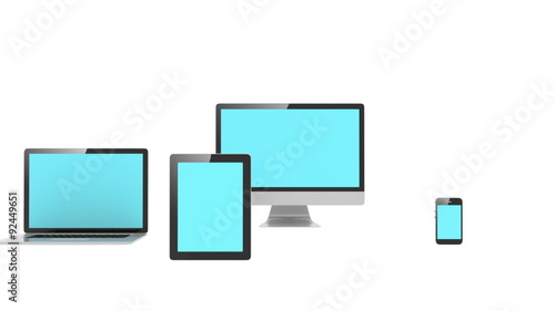 Multiple Platforms concept. blue screen on a laptop, a pc, a