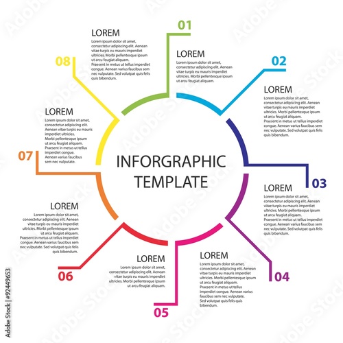 Infographic template. Report templates. 8 steps, processes, opti