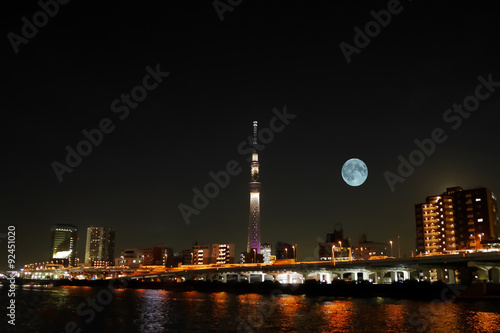 super moon in TOKYO ASAKUSA JAPAN
