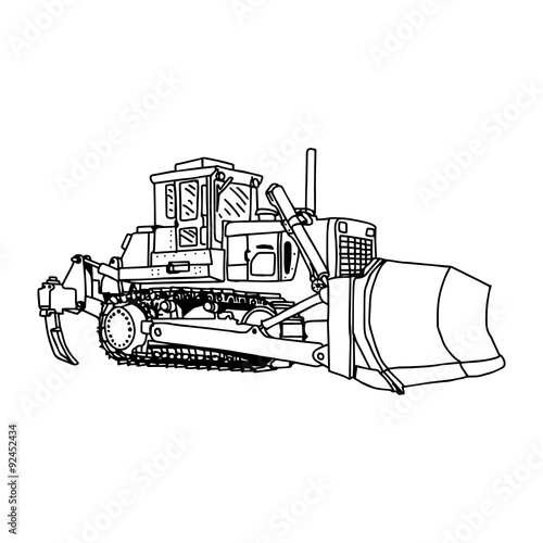 illustration vector doodles hand drawn loader bulldozer excavato