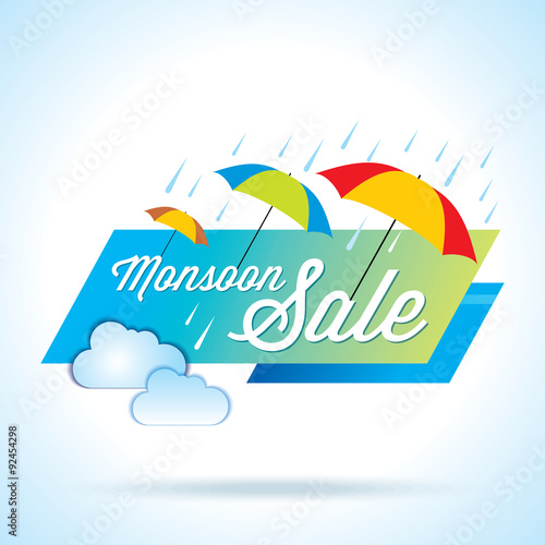 Monsoon offer and sale banner, offer or poster.