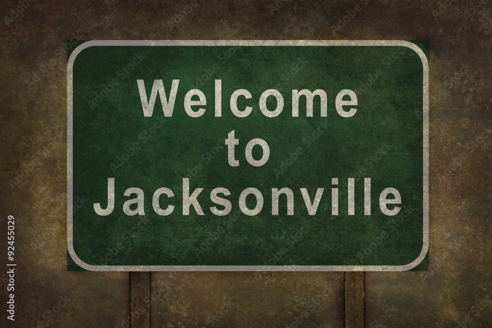 Fototapeta premium Welcome to Jacksonville roadside sign illustration