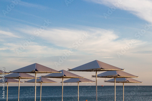 Umbrellas on the beach on the black sea