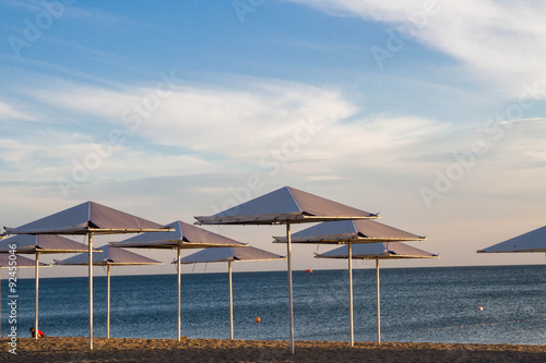 Umbrellas on the beach on the black sea