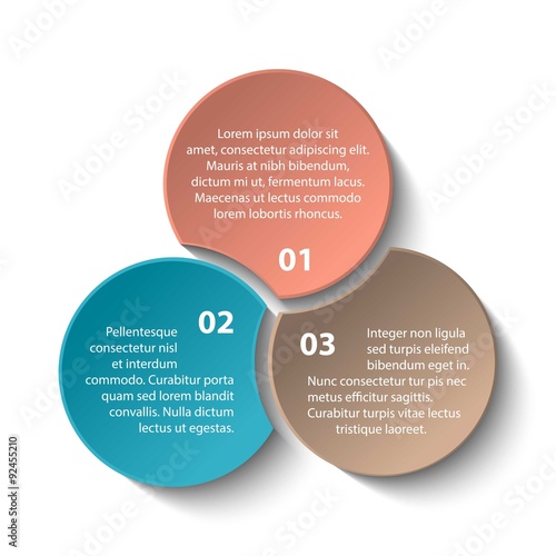 Triple intersect infographic. 3 steps, processes, options of Bus