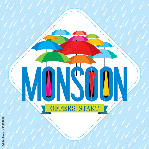 Monsoon offer and sale banner, offer or poster.