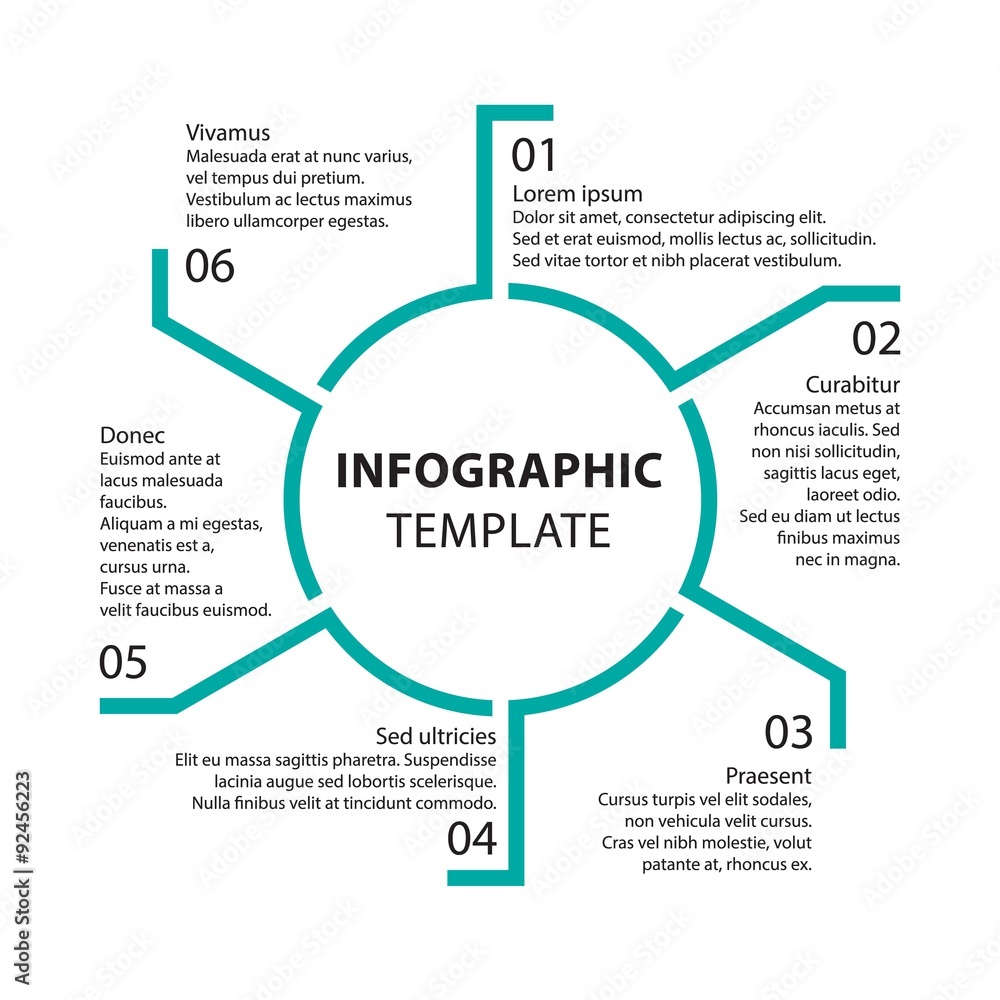 Infographic template. Report templates. 6 steps, processes, opti