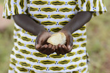Bread in Hands of Africa Black Boy Stunting Stunted Symbol. Get food and life-saving aid to the world’s most vulnerable people and countries. Stop hunger in the world!