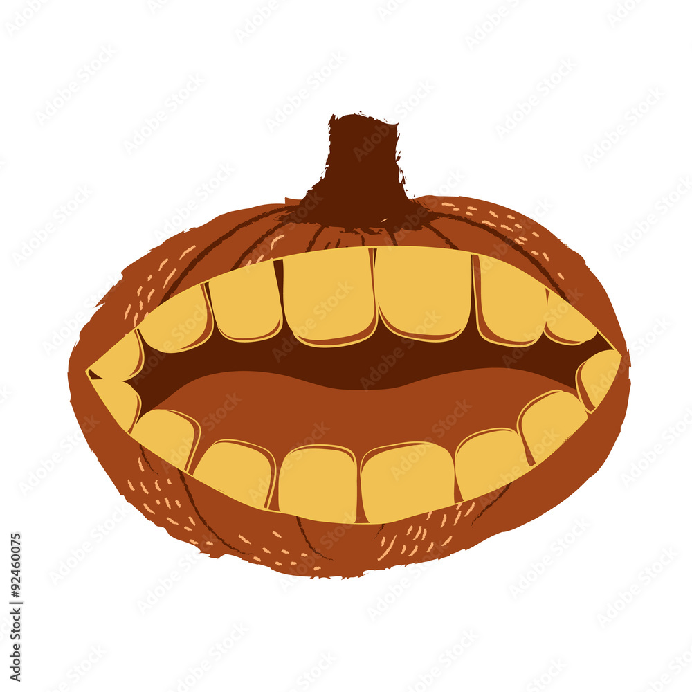 Carve a mouth into Halloween pumpkin Carve a mouth into Halloween pumpkin