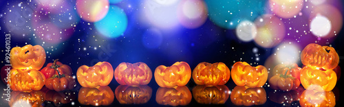 Color bokeh pumpkins background photo