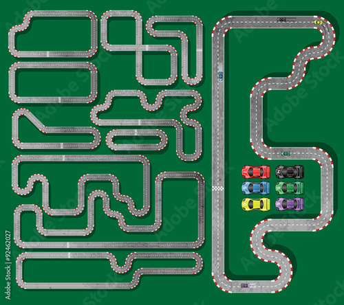 TEN TRACKS CIRCUIT WHITH RACING CARS