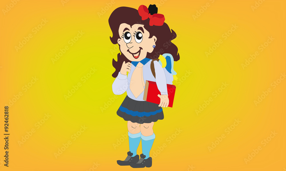 Eastern schoolgirl in vector Eastern schoolgirl in vector