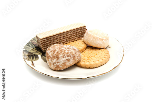 wafer and other sweets on white