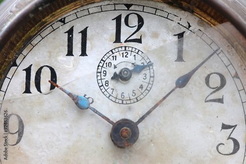 The dial of the old clock close up