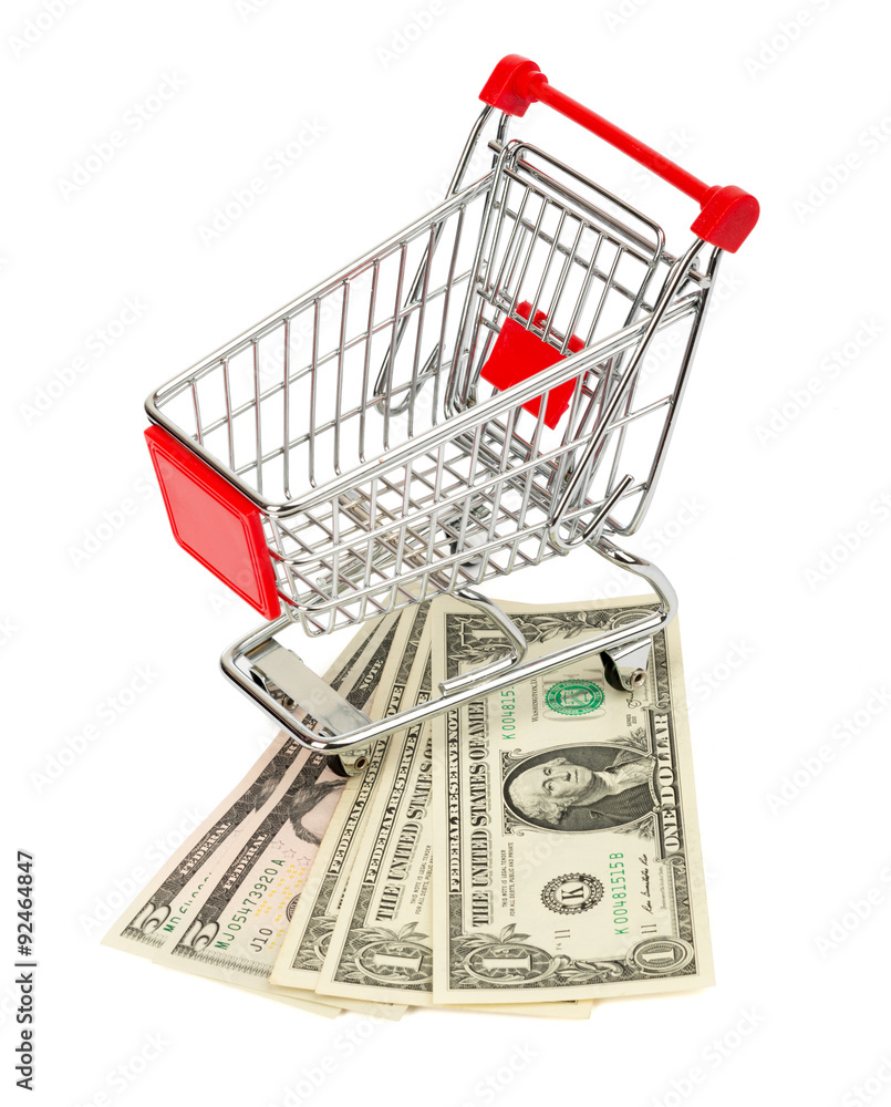 Shopping cart with cash